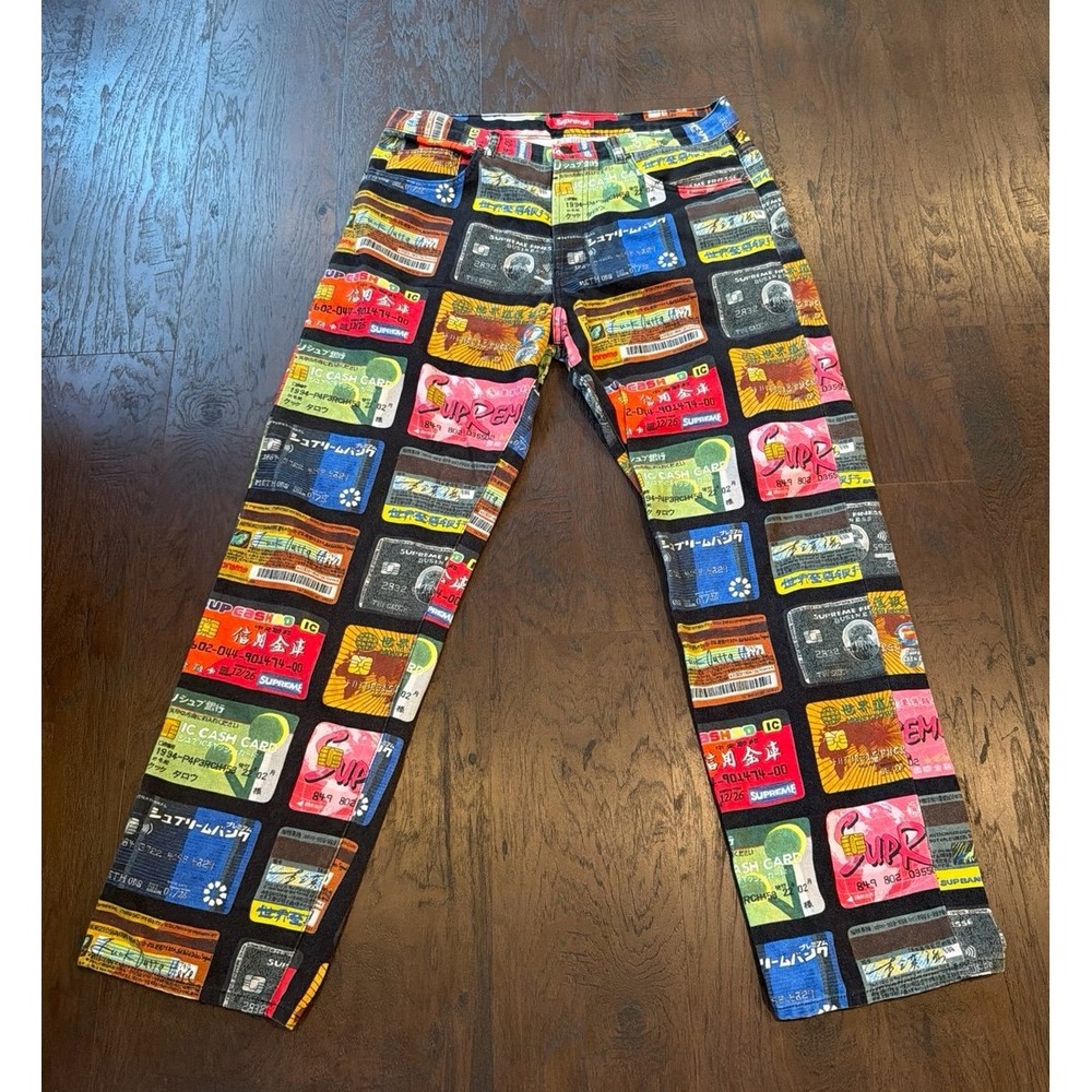 Supreme Credit Cards Jean Size 34 Multicolor All Over Print Denim Pants